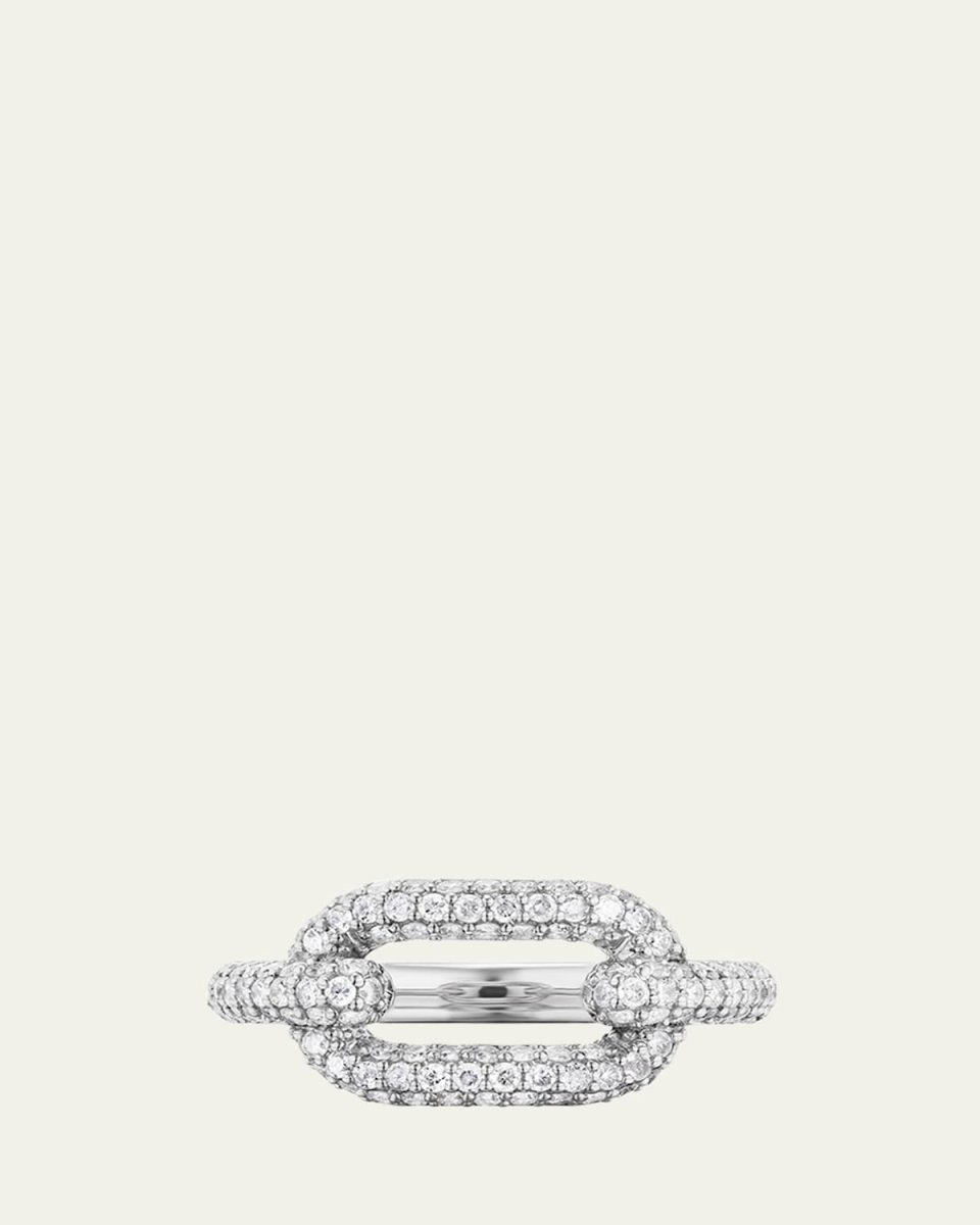 Sterling Silver Diamond Curved Paperclip Ring